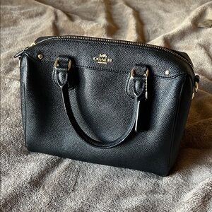 Coach Black Pebbled Leather Satchel with Gold Hardware